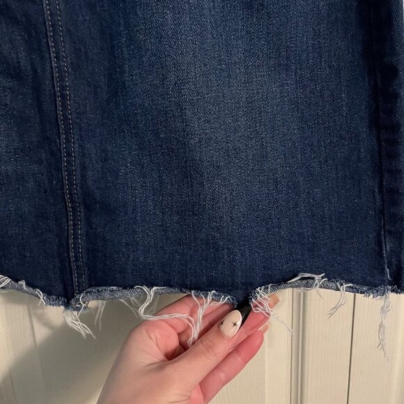 Ann Taylor LOFT Womens Blue Dark Wash Y2K Raw Hem Denim Mini Jean Skirt Size XL - Picture 4 of 6